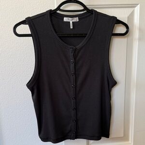 Rag & Bone Classic Black Sleeveless Button-Down Shirt